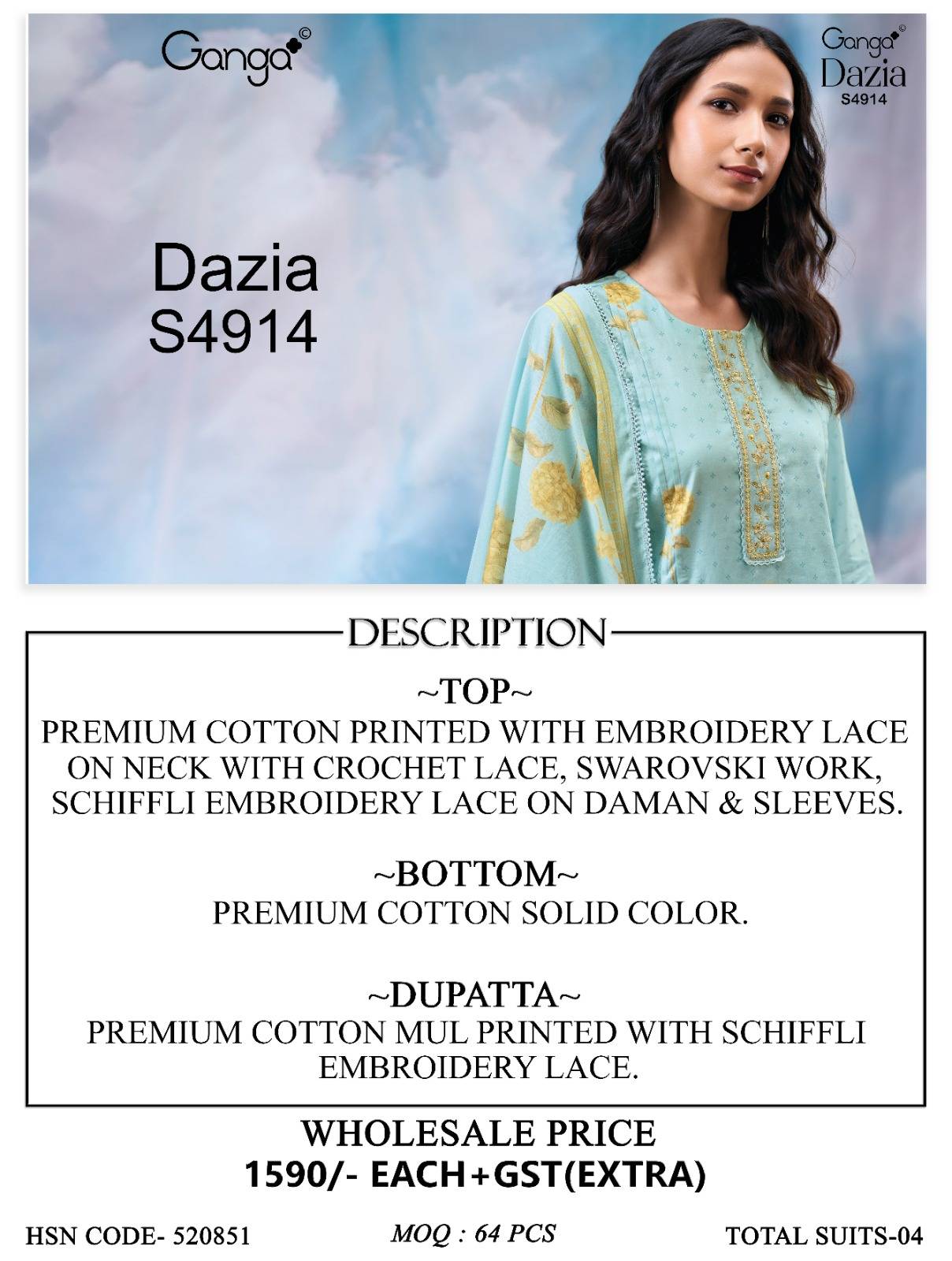 DAZIA 4914 By Ganga Fashion Stylish Beautiful Colourful COTTON Dresses At Wholesale Price